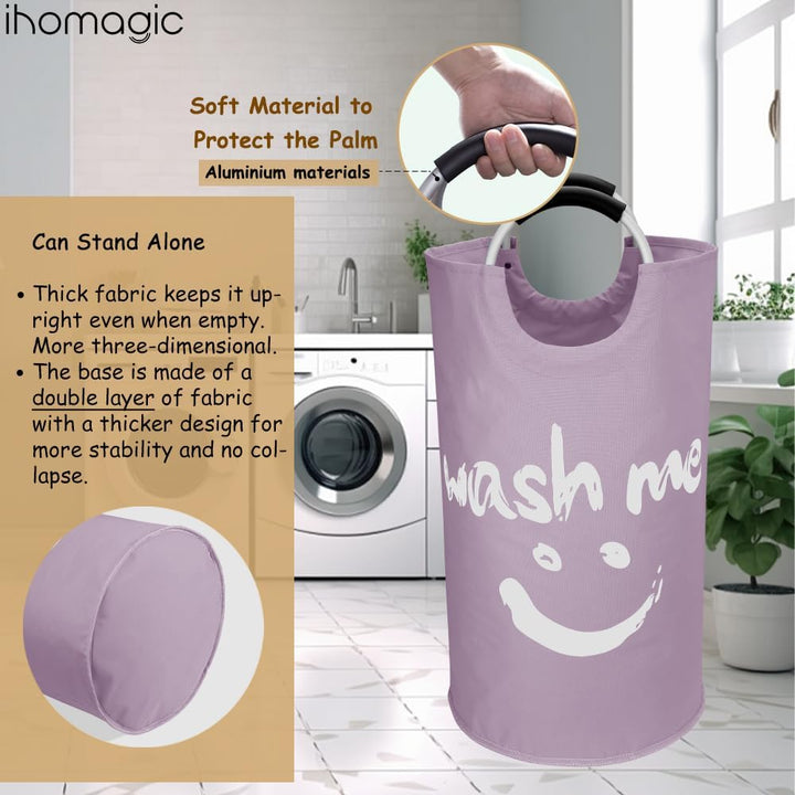 IHOMAGIC 115L Faltbare Wäschekörbe Wäschebehälter mit Aluminiumgriffen, Grosse Wäschesammler, Reise