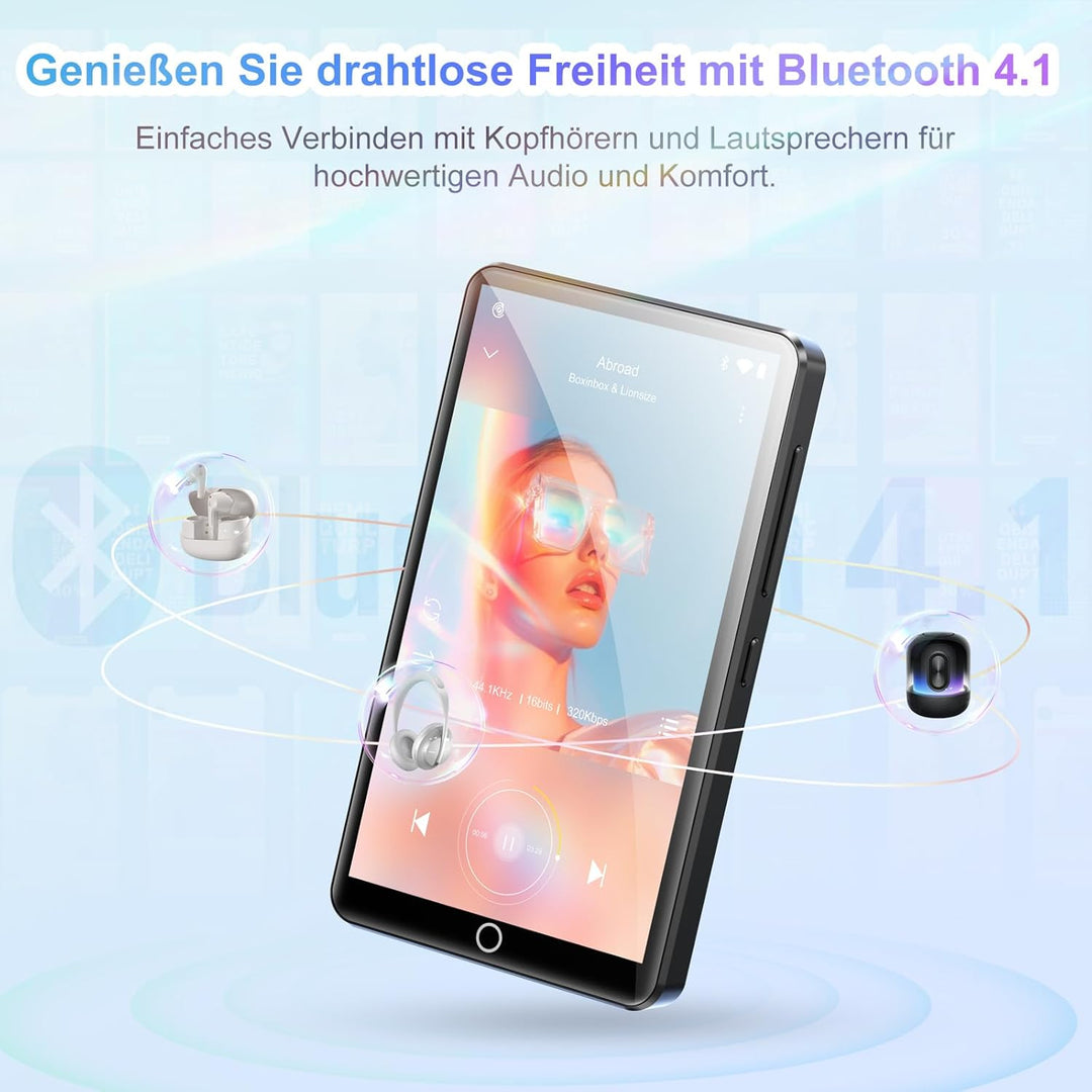 MP3-Player mit Bluetooth und WLAN, 80 GB Speicher Android Spotify MP4-Player mit Rückfahrkamera, 4,0
