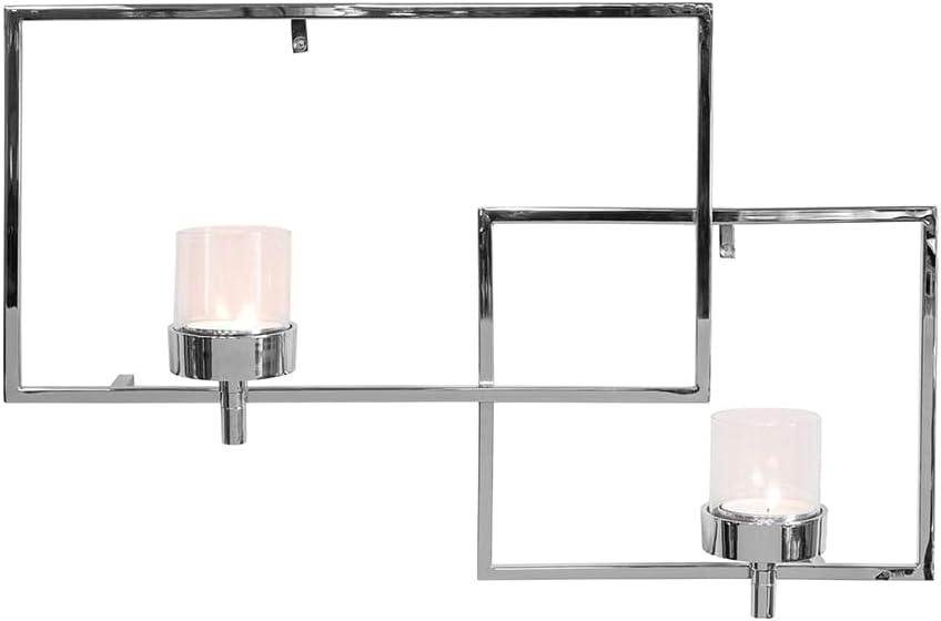 Fink Escala Kerzenleuchter Wanddeko m. Glas,2flm,vernickelt Länge 42, Höhe 28 143030