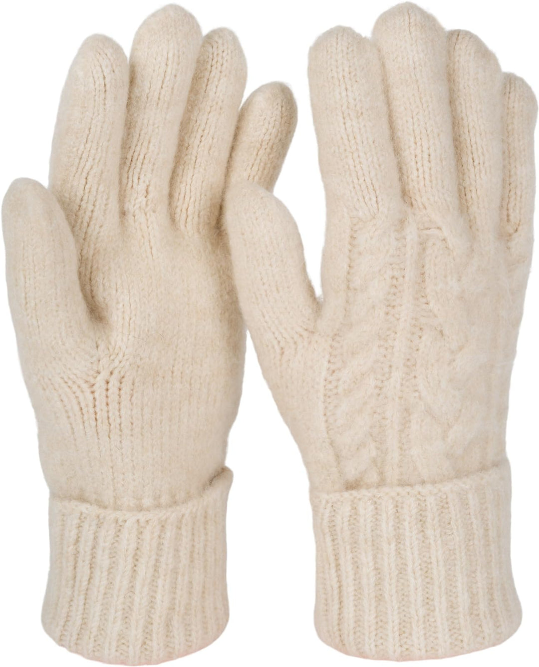 styleBREAKER Damen Strickhandschuhe mit Zopfstrickmuster, warme Winter Fingerhandschuhe, vielseitige