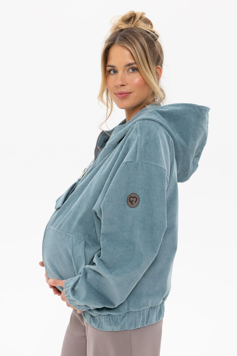 fun2bemum Cordjacke 3 in 1 Tragejacke Baby Umstandsjacke Oversize Herbstjacke für Mama mit Babytrage