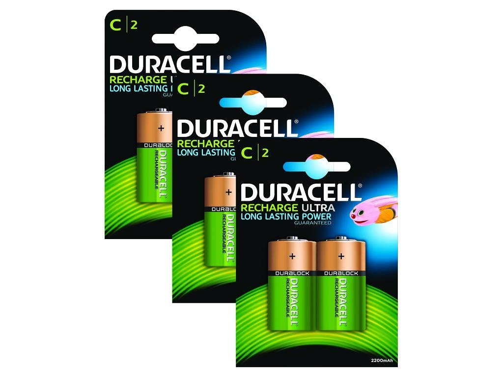 Duracell Rechargeable C Size Batteries-Pack of 6 6 Pack, 6 Pack