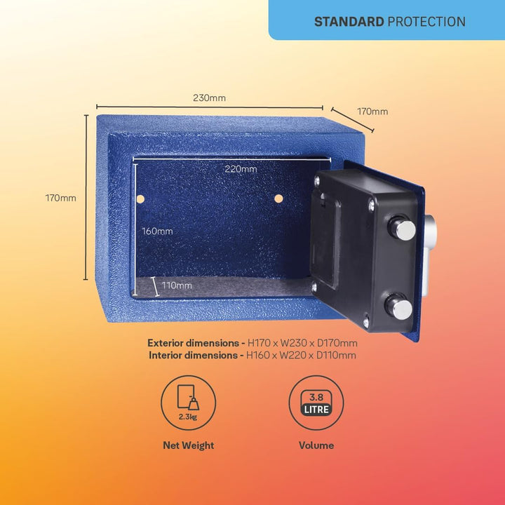Yale Elektronischer Tresor - YSV/170/DB2/B - Mini - Blau - Standardsicherheit Blue Mini New Version