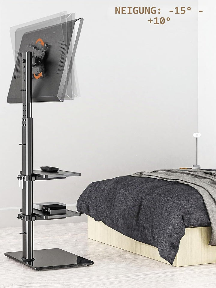 TV Standfuss TV Ständer TV Bodenständer Fernsehstand Fernsehtisch mit Halterung höhenverstellbar für