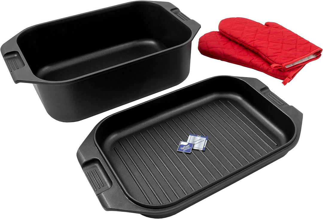 Karcher Bräter 2in1 (Aluguss, 8,7 Liter, inkl. Deckel und Topfhandschuhen) schwarz nicht induktionsg