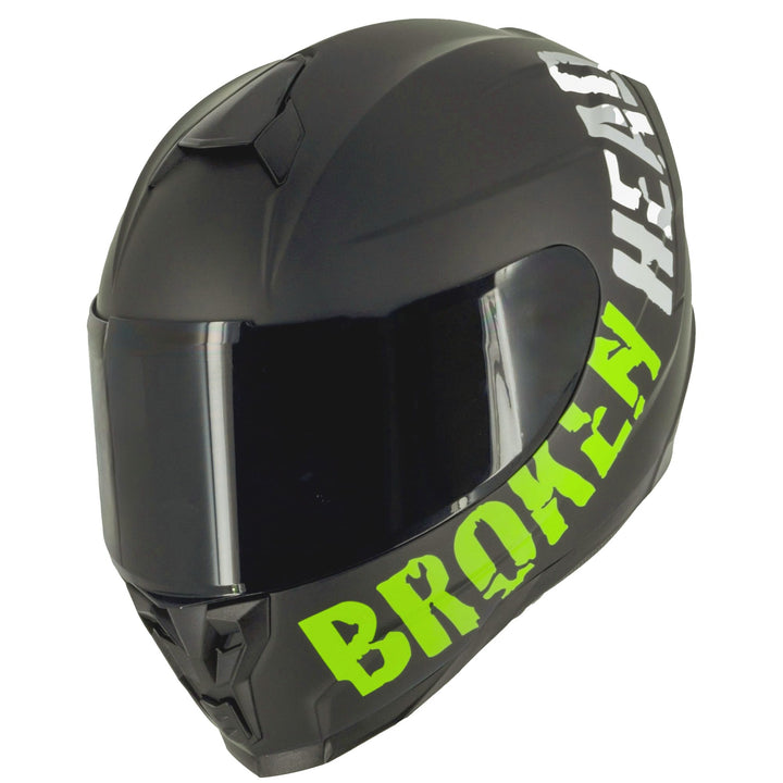 Broken Head BeProud Sport Grün Motorradhelm Mit 2 Visieren (Klares + Schwarzem Visier) - Integralhel