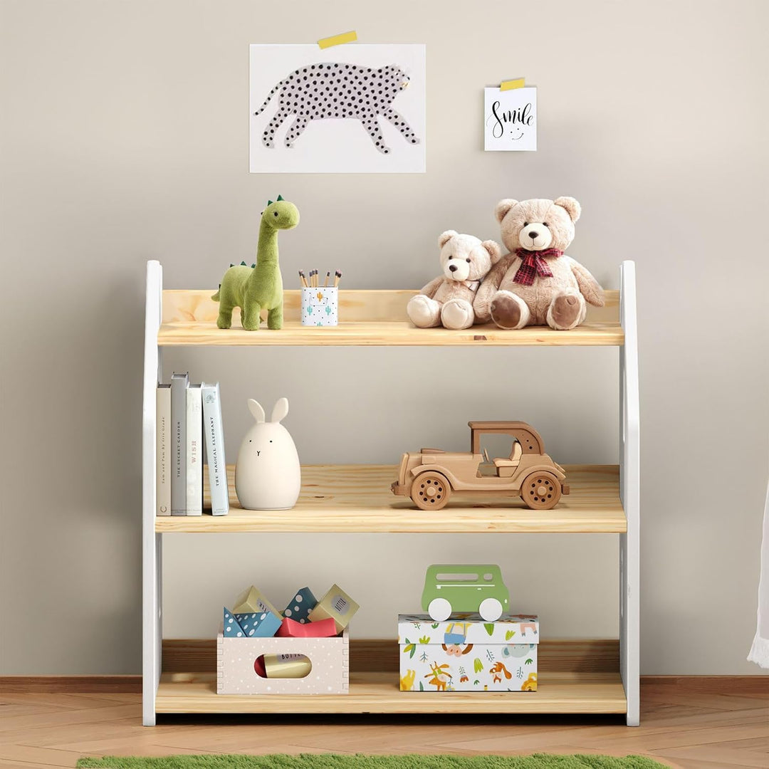 IDIMEX Kinderregal Yasmin 3 Ablagen Natur/weiss - Montessori Regal für Spielzeug und Bücher, Kinderz