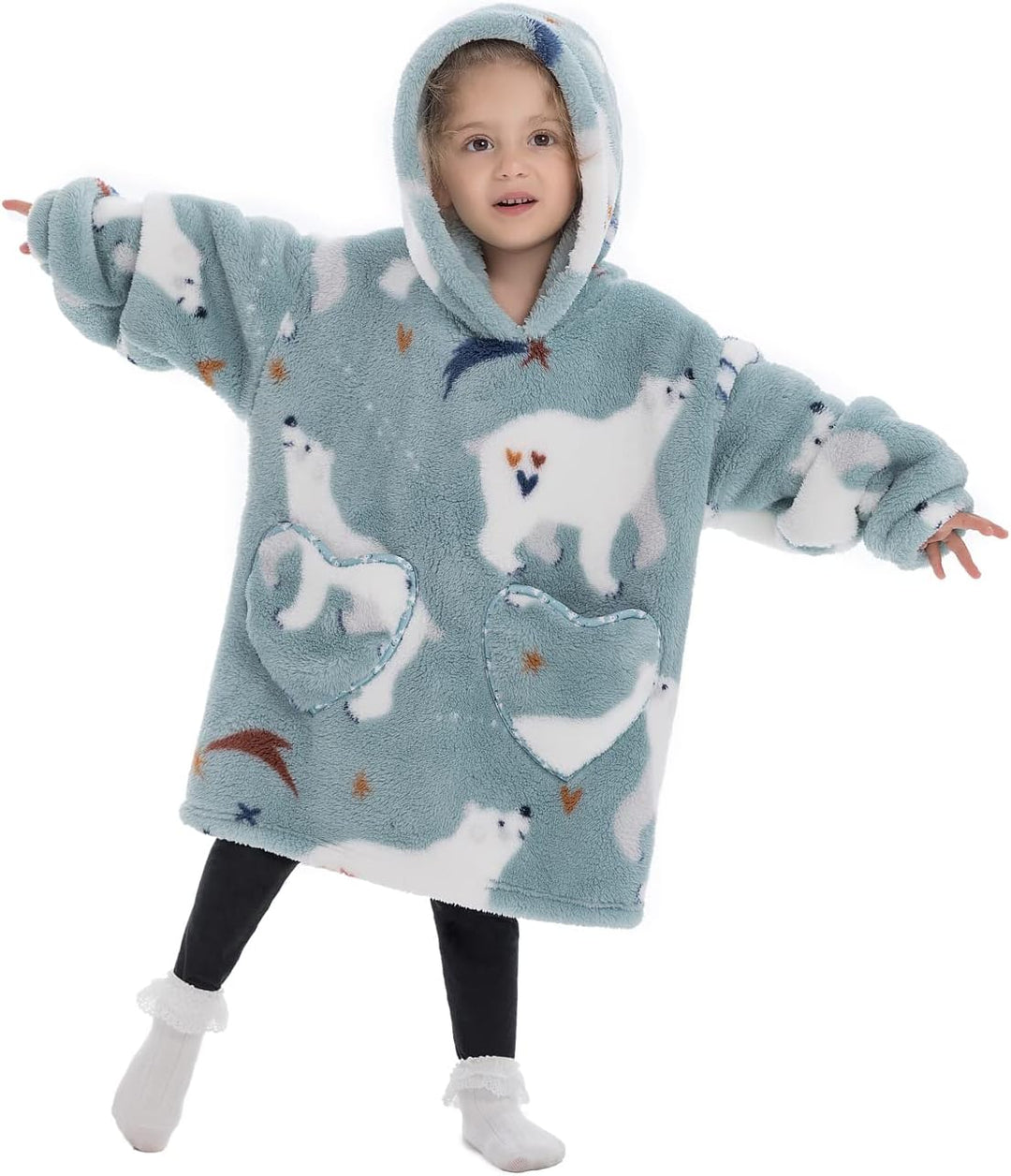 Ruiuzioong Kinder Übergrosse Kapuzenpullover,Super Weich Warmes Bequeme Tragbare Decken Sweatshirt f