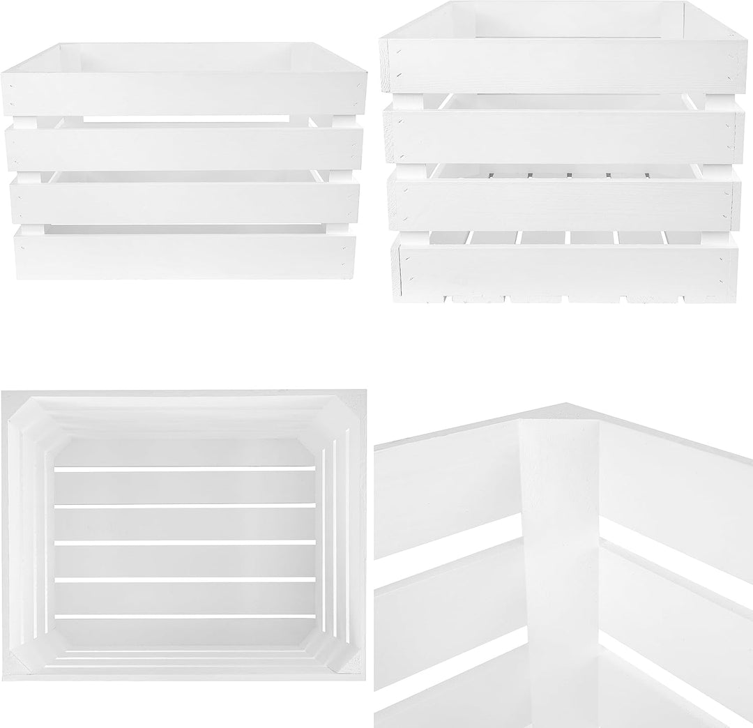 Creative Deco 3 x Grosse Holzkiste Weiss | 50 x 40 x 30 cm | Weinkisten Set Obstkiste Holz | Geschli