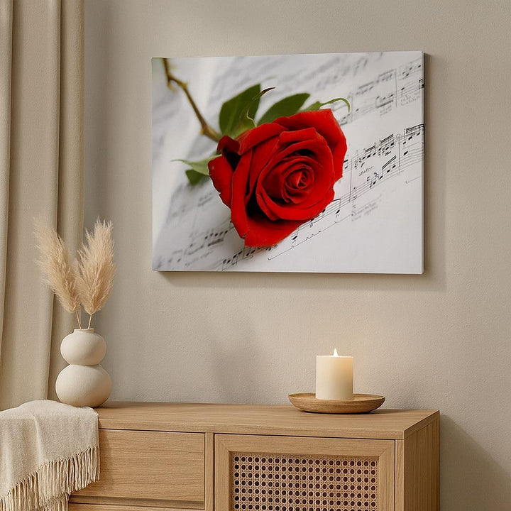 Bilder auf Leinwand 100x70cm Leinwandbild Musik Rose Dekoration romantisch Gross Wanddeko Bild Schla