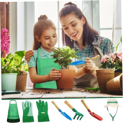 Hperu 7pcs/Set Kids Gartenwerkzeuge, Bildungskindgarten -Set umfassen Schürze, Sprühgerät, Handschuh