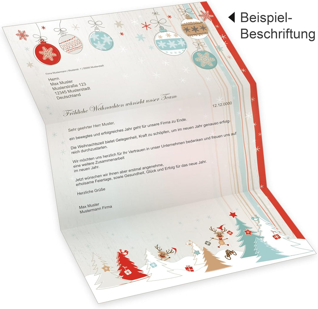 Joulujuhla 250 Sets Weihnachtsbriefpapier mit Umschlag ohne Fenster Weihnachtspapier A4 Briefpapier