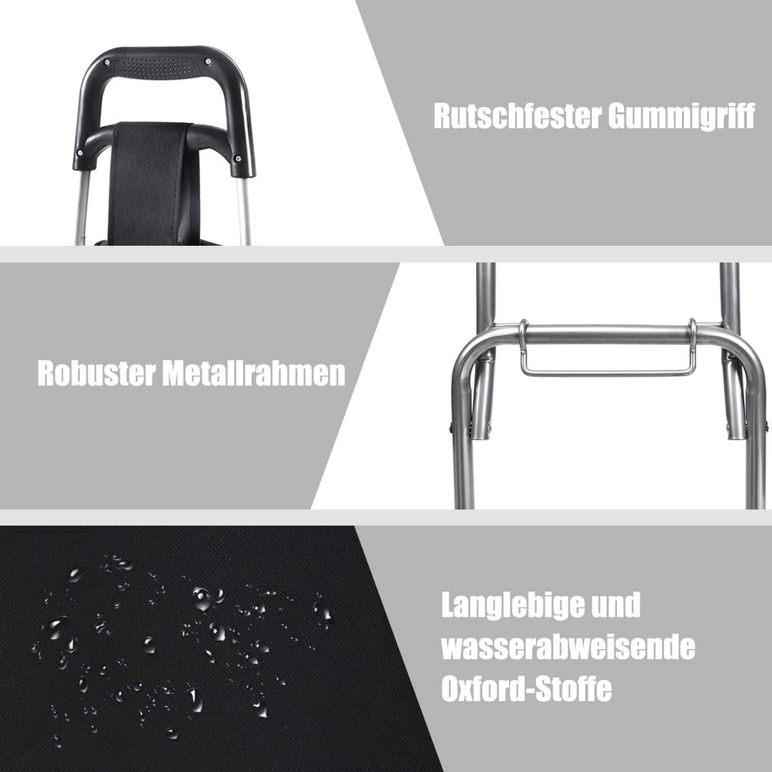 COSTWAY 35L Einkaufstrolley klappbar, Einkaufswagen mit Rollen, Einkaufsroller mit abnembarer Einkau