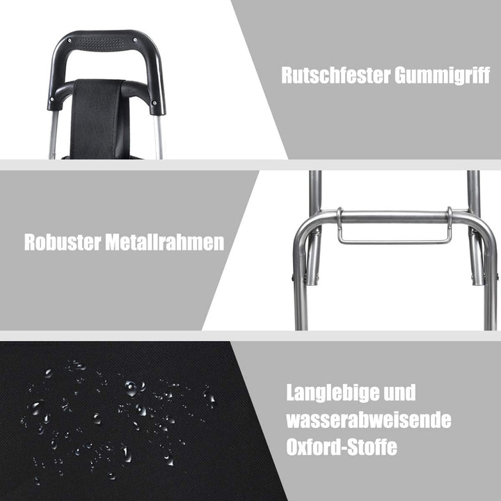 COSTWAY 35L Einkaufstrolley klappbar, Einkaufswagen mit Rollen, Einkaufsroller mit abnembarer Einkau