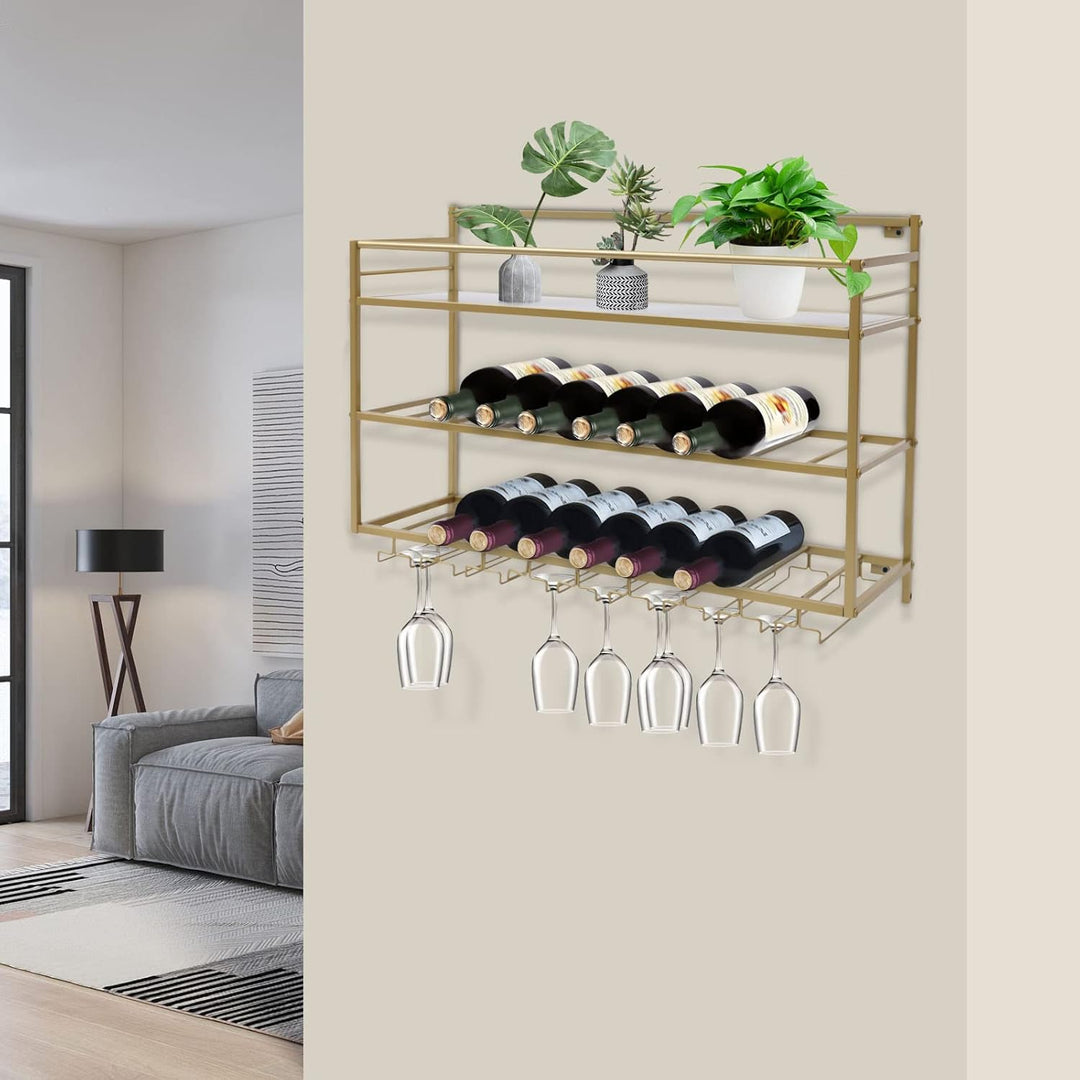 Generisch 3 Ebenen Wand-Weinregale 80x55x25cm Weinregal Wandregal Modernes Weinregal aus Metall Wein