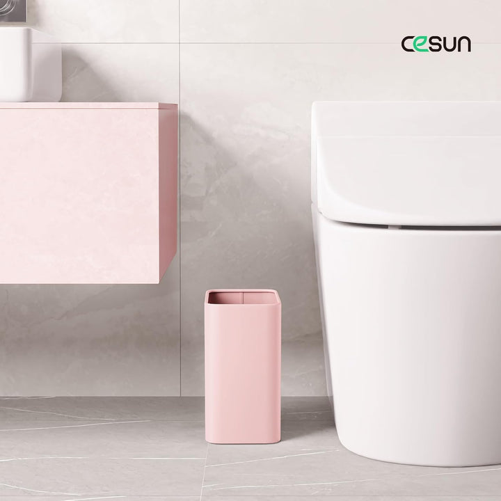Cesun Pinker Badezimmer-Mülleimer, klein, modern, Metall-Mülleimer, Büroabfalleimer, Edelstahl-Mülle