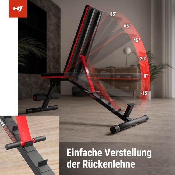 Hop-Sport Hantelbank HS-2050HB, Hantelbank klappbar & stabil, multifunktionale und verstellbare Trai