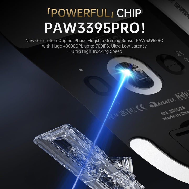 ATTACK SHARK X8PLUS Mouse for Large Hand, 55g Superlight, PixArt PAW3395PRO Gaming Sensor, BT/2.4G W