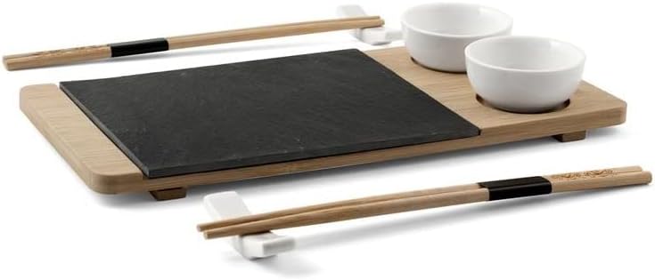 H&H 50489 Sushi Schiefer und Bambus, 14 x 30 cm, 10 Stück