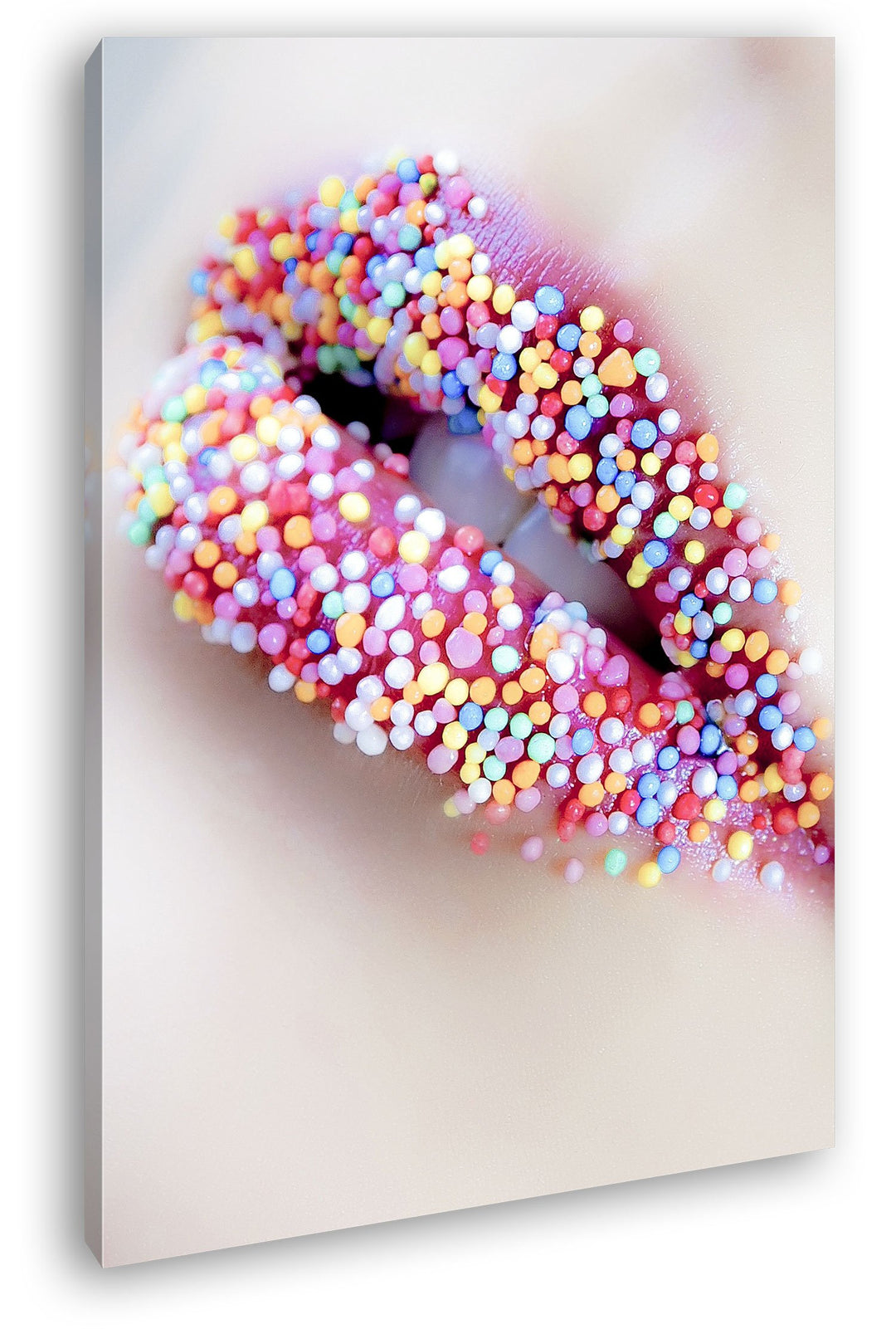 deyoli Zucker süsse Lippen Format: 80x60 als Leinwandbild, Motiv fertig gerahmt auf Echtholzrahmen,