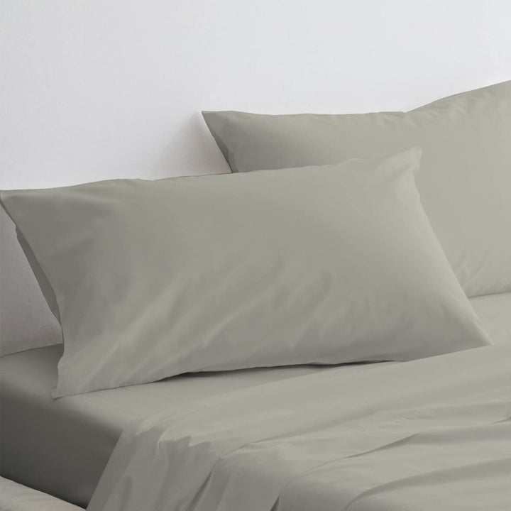 Pizuna Luxuriöser Soft-Satin 2er Pack Kissenbezug 40 x 80 cm Silber, 800 Fadenzahl Baumwolle Quadrat