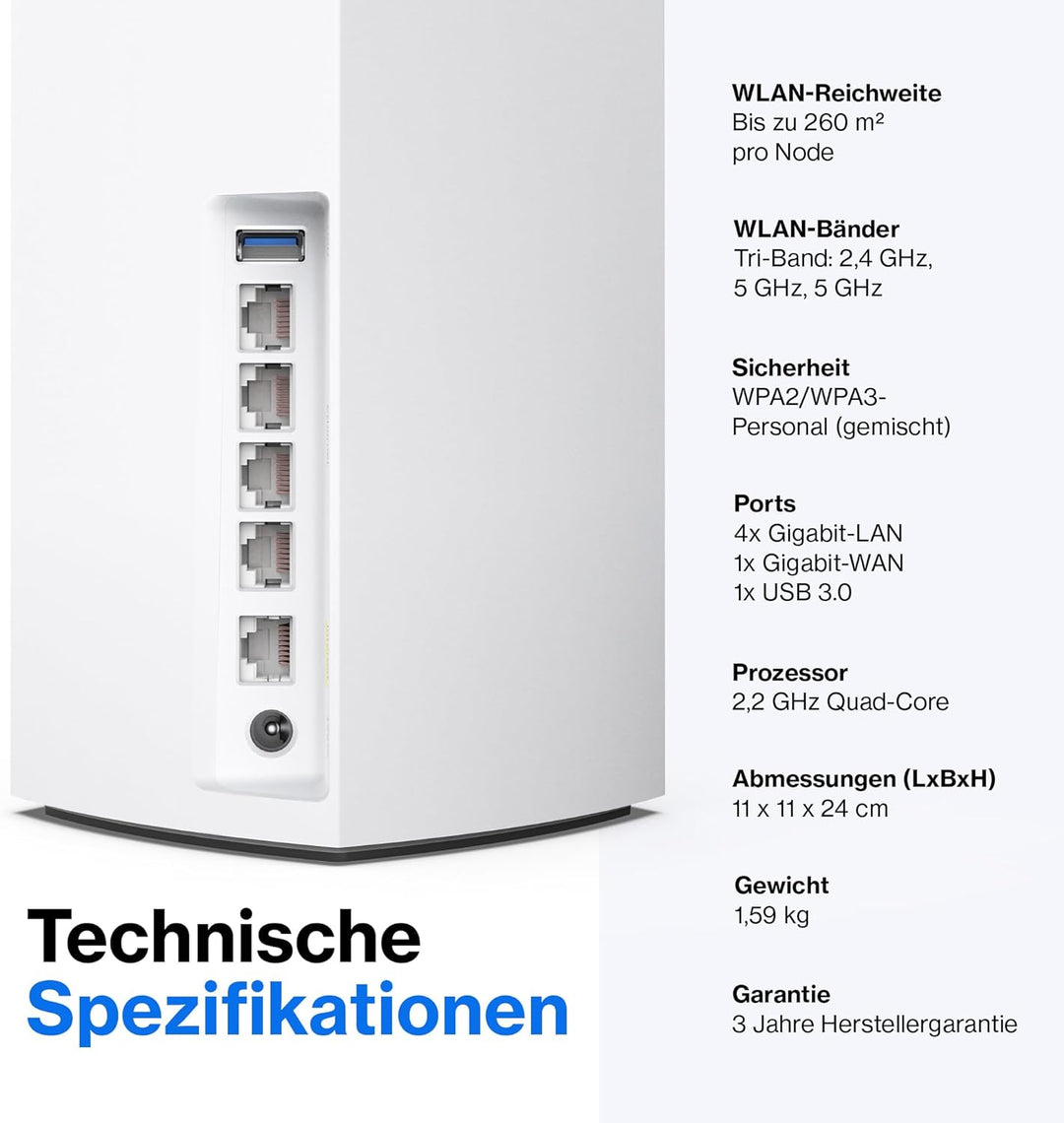 Linksys Velop MX5300 Tri-Band Mesh-WiFi 6-System (AX5300) WLAN-Router mit bis zu 260 m² Funkabdeckun