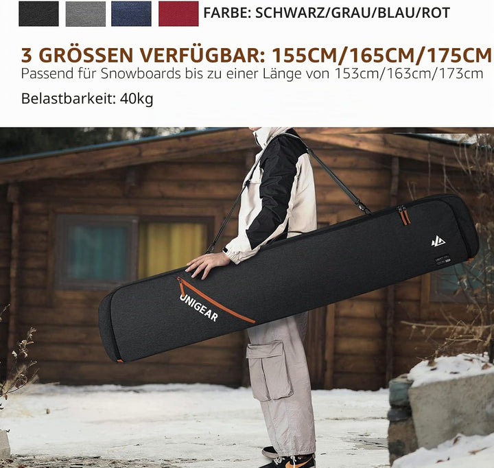 Unigear Skitasche Doppelt gepolstert, Snowboardtasche, Langlauf-Ski-Tasche für 1 – 2 Paar Ski 165/17