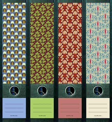 File Art - Ordnerrücken Design Etiketten - Motiv "Pattern" für 12 breite + 12 schmale Aktenordner al