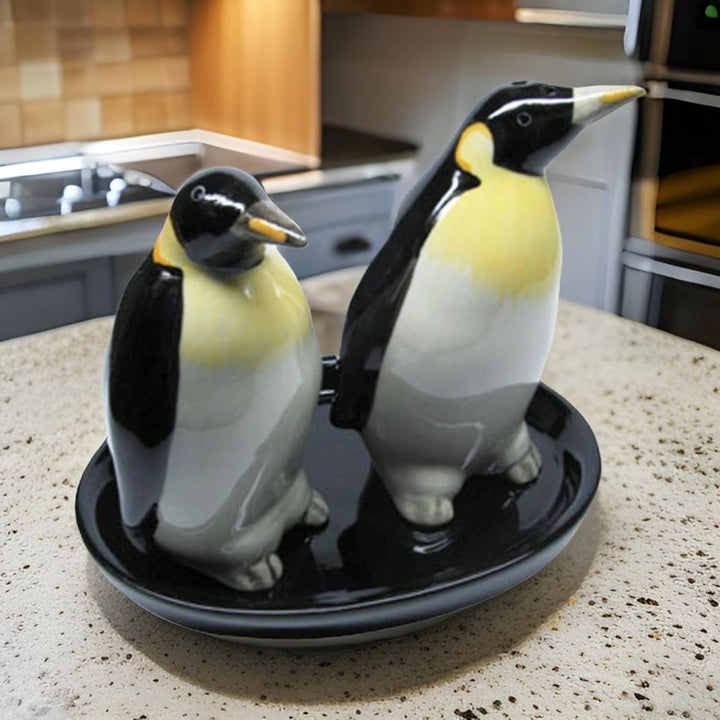 Keramik Salz- und Pfefferstreuer Set, Tiermotiv, Fauna, ca. 13 x 9 cm (Pinguine), Pinguine