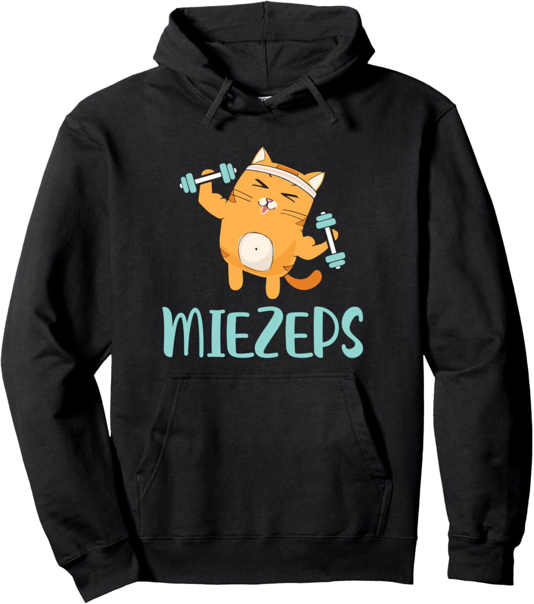 Miezeps Katze Bodybuilding Workout Muskelaufbau Katzen Pullover Hoodie