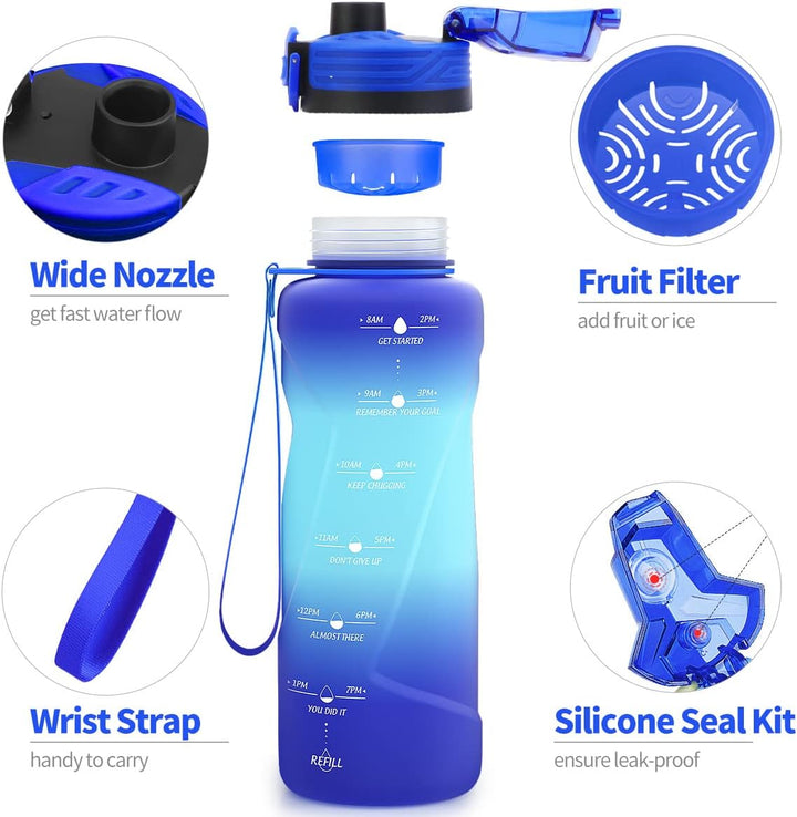 Sport Trinkflasche 2l, 1,5l, 1l, 700ml, 500ml Trinkflasche Kinder Auslaufsicher, Motivierende Wasser
