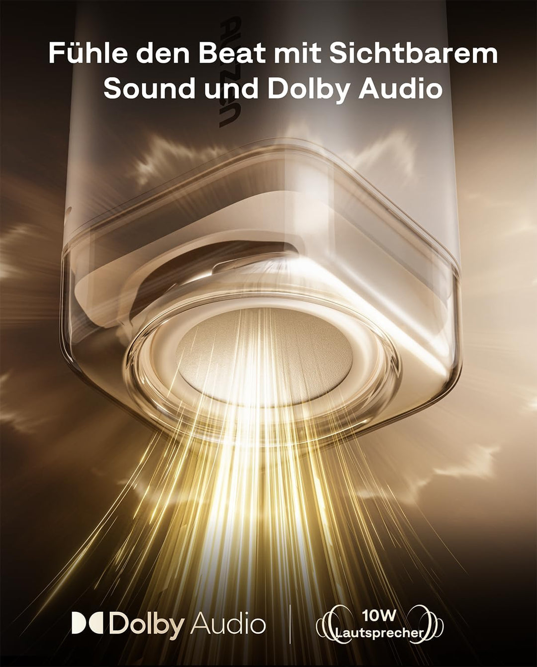 Aurzen Boom Air Mini Beamer mit Google TV&NetfIix, 4K Unterstützt, Aufladbar via USB-C, Smart Projek