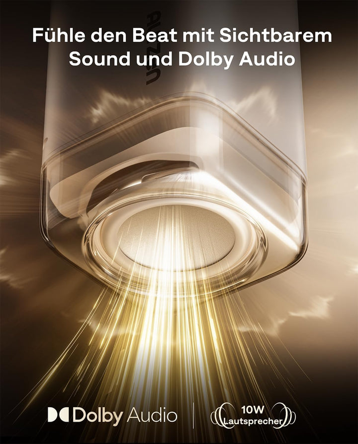 Aurzen Boom Air Mini Beamer mit Google TV&NetfIix, 4K Unterstützt, Aufladbar via USB-C, Smart Projek