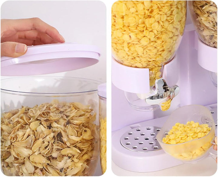 Müslispender Doppelt - Snackspender - Cereal Dispenser, Cornflakes Spender - Doppelspender für Süssi