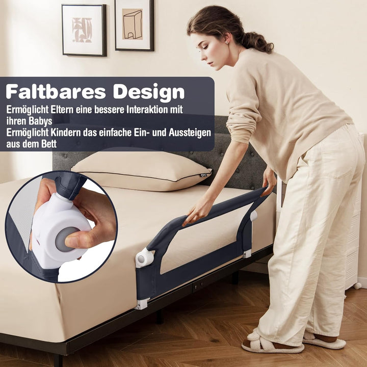 FANTASK Portable Bed Rail, 105x42cm, Bettgitter klappbar mit Verstellbarer Gurte, Bettschutzgitter a