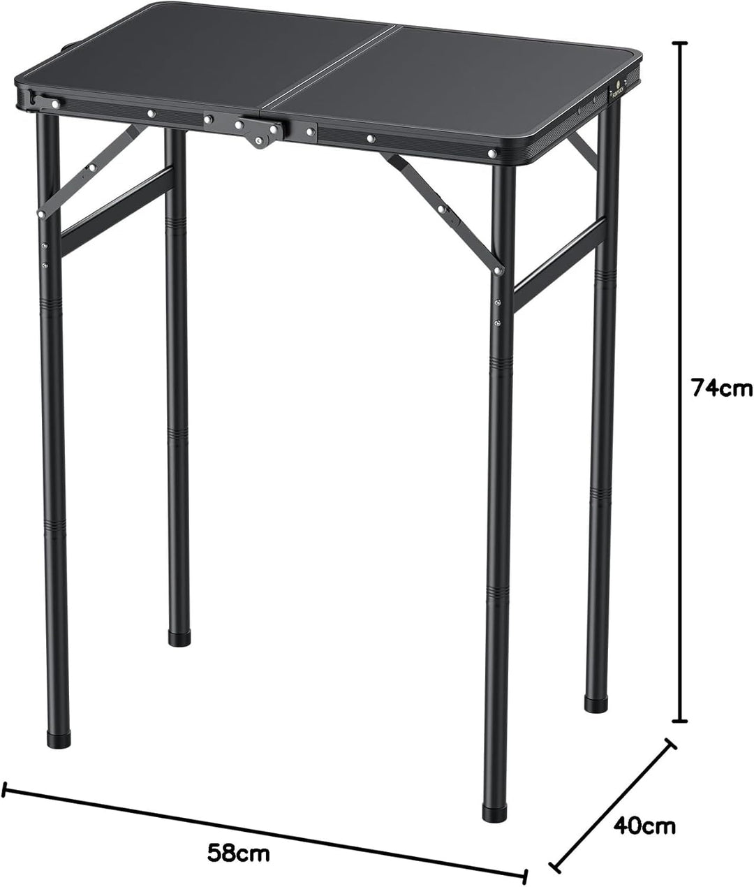 FUNYKICH Campingtisch Klapptisch 58x40cm, Faltbarer Grilltisch mit 3 Höhen Verstellbarer(27/51/75cm)