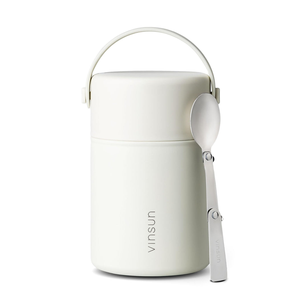 VINSUN Thermobehälter für Essen 800ml mit Löffel - Edelstahl, auslaufsicher, breite Öffnung - doppel