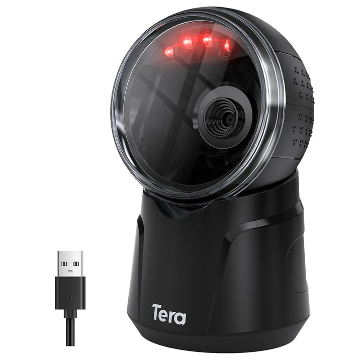 Tera Barcode-Scanner Desktop Omnidirektional: 1D 2D QR Freihändiger USB-Verdrahteter Barcodescanner