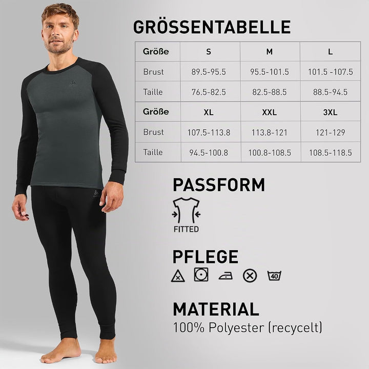 Odlo Herren Active Warm Eco_196702 Funktionsunterwäsche Set L Dark Grey Melange - Grey Melange, L Da