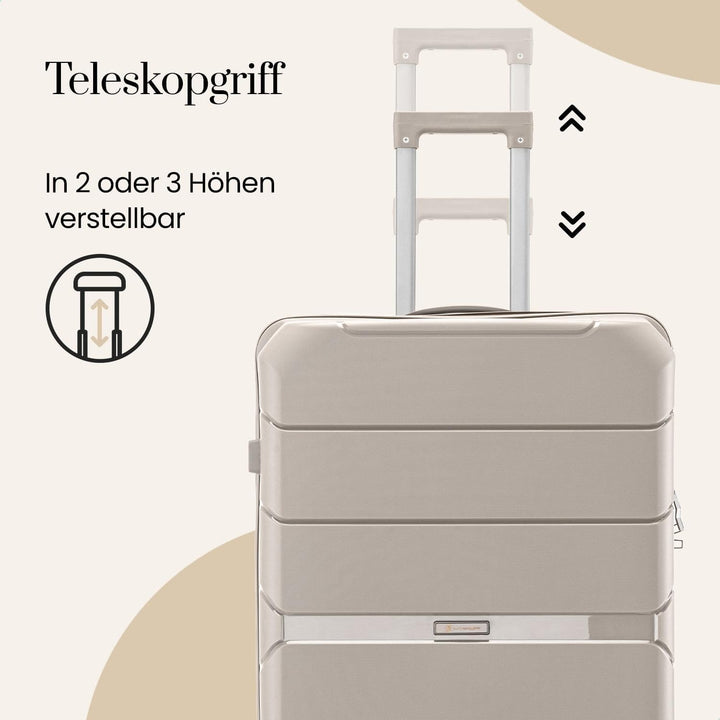 Urban Adventurer Reisekoffer 79L – Beige – Trolley mittelgross Hartschale mit Zahlenschloss &amp; 4 Roll