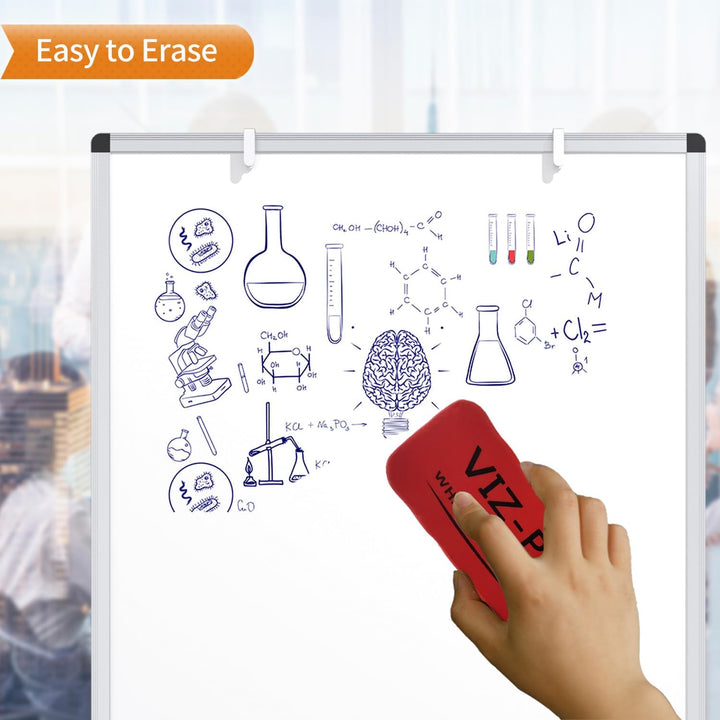 VIZ-PRO Whiteboard/Flipchart-Staffelei, höhenverstellbar, nicht magnetisch, trocken abwischbar, 90 x