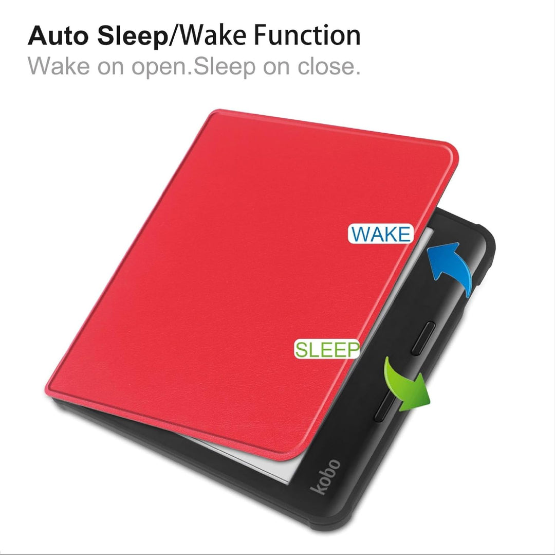GIOPUEY Hülle Kompatibel mit Tolino Vision Color, Flip Case, PU Leder + Weiches TPU Hülle, Auto Slee