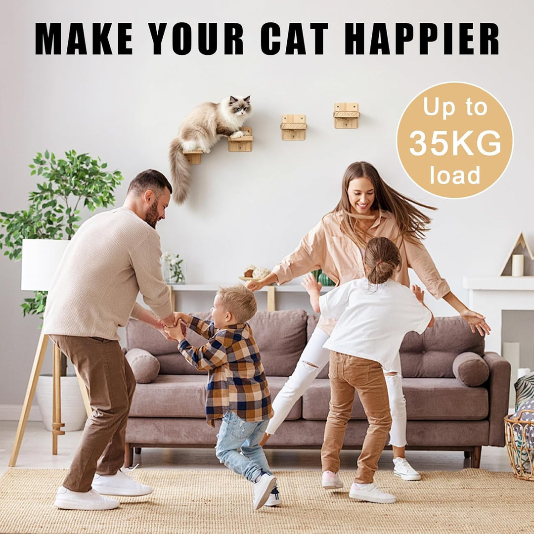 Katzentreppe Wand 4pcs, Kletterwand Katzen,Wandliege Kletterwand Katzen mit Juteseil zum Kratzen, fü