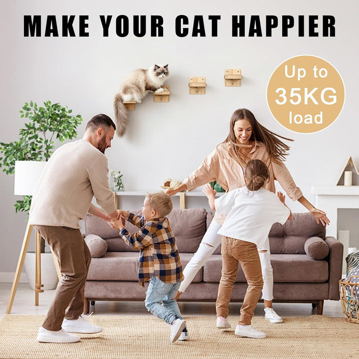 Katzentreppe Wand 4pcs, Kletterwand Katzen,Wandliege Kletterwand Katzen mit Juteseil zum Kratzen, fü
