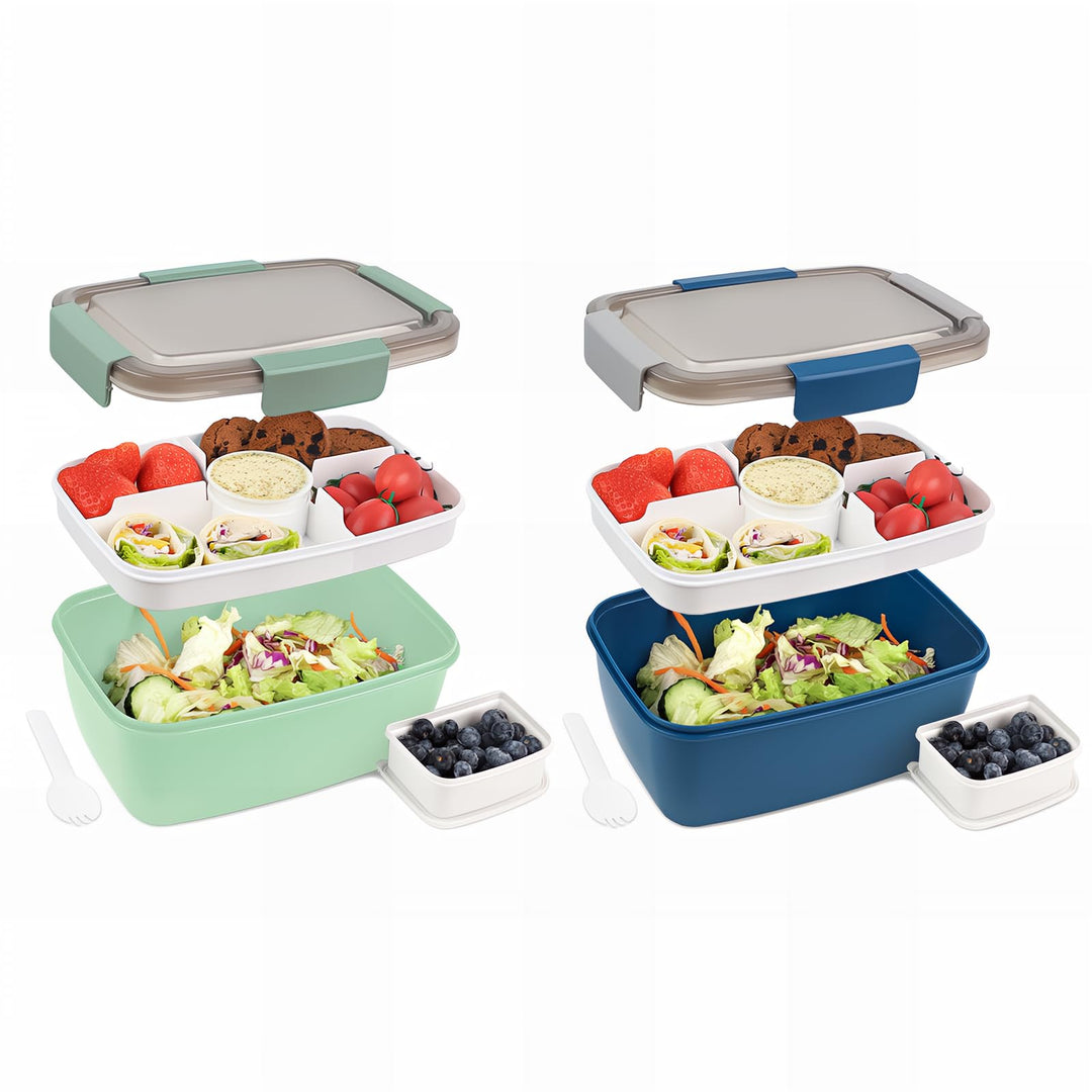 Bugucat Lunchbox Erwachsene 2000ML 2 Set,Auslaufsichere Brotdose Bento Box mit Fächern für Kinder,Sa