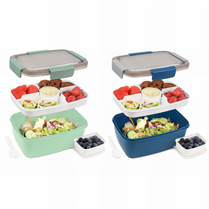 Bugucat Lunchbox Erwachsene 2000ML 2 Set,Auslaufsichere Brotdose Bento Box mit Fächern für Kinder,Sa