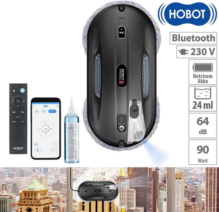 Sichler Exclusive Fensterputzroboter: HOBOT-388 Profi-Fensterputz-Roboter, Sprüh-Funktion, App (Fens
