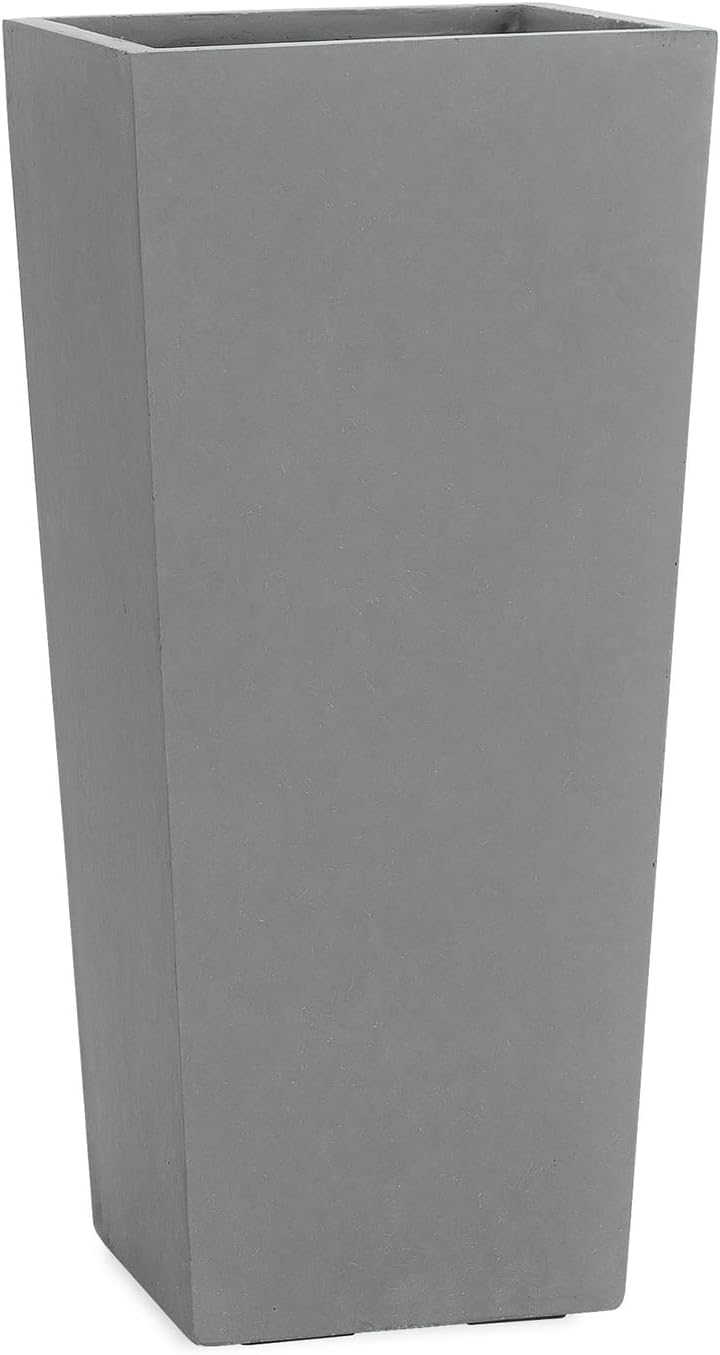 Pflanzwerk® Pflanzkübel Bodenvase Fiberglas Conic GRAU 70x33x33cm *Frostbeständige Blumenkübel* *Deu