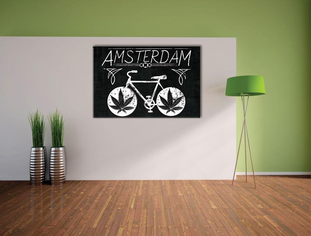 Pixxprint Amsterdam Black Format: 100x70auf Leinwand, XXL riesige Bilder fertig gerahmt mit Keilrahm