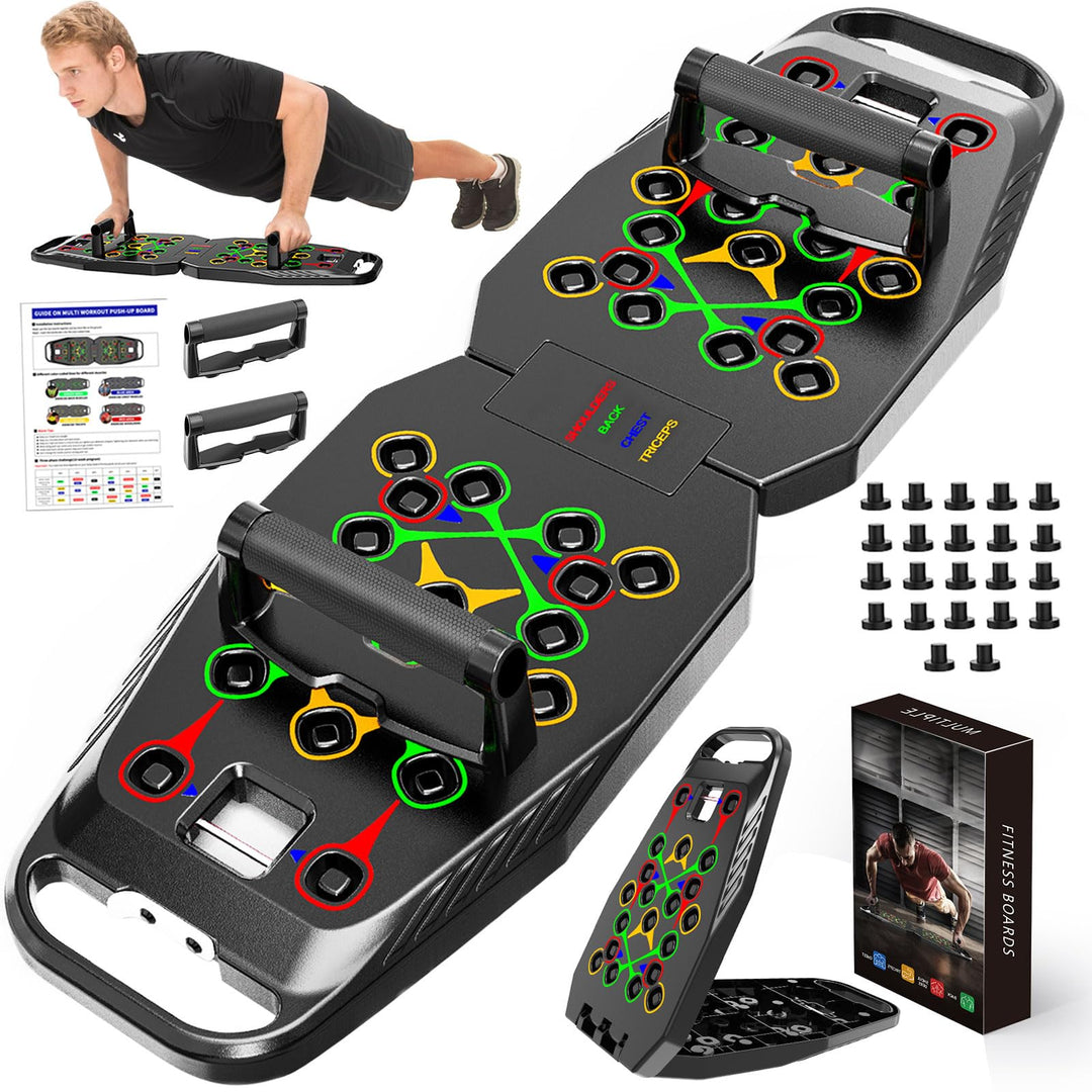 20 in 1 Liegestützbrett Schwarz,Foldable Multifunctional Home Training Fitness Equipment, Portable P
